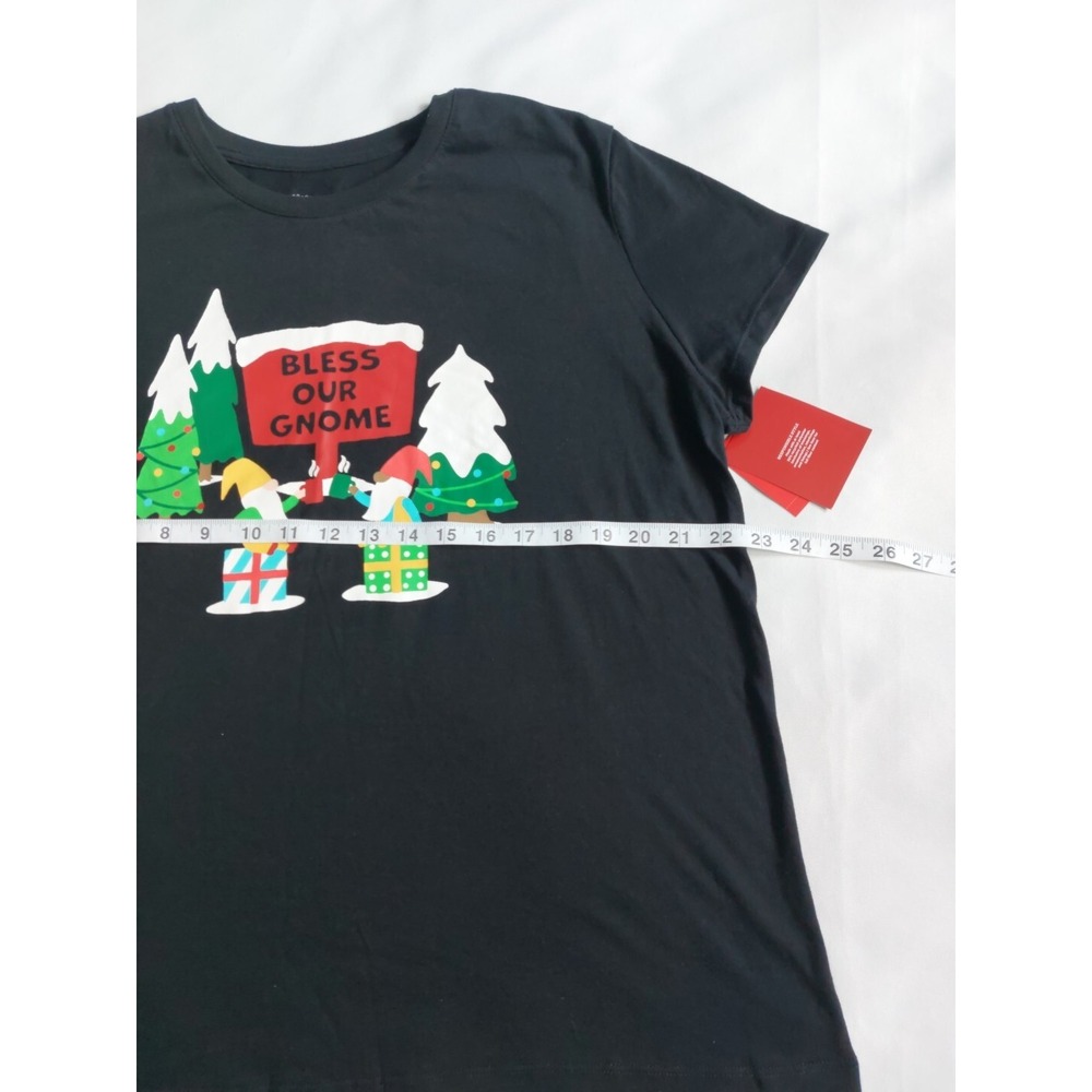 Wondershop Women's Bless our Gnome Short Sleeve Soft Cotton Black T-Shirt XXL - Picture 3 of 6
